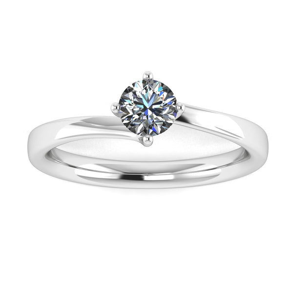 "Faith" Solitaire Round Brilliant Cut Twist Prongs Diamond Engagement Ring SSRB11 - HEERA DIAMONDS