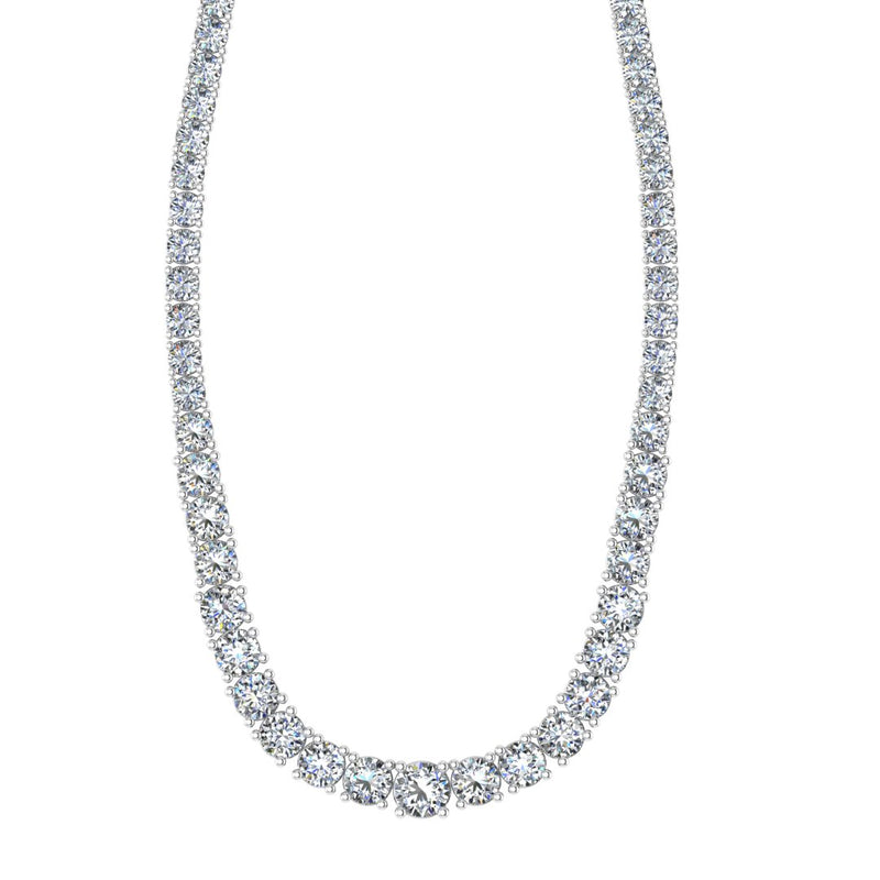 Round Brilliant Cut Graduating Diamond Half 4 Prong Set Tennis Necklace NE210014 - HEERA DIAMONDS