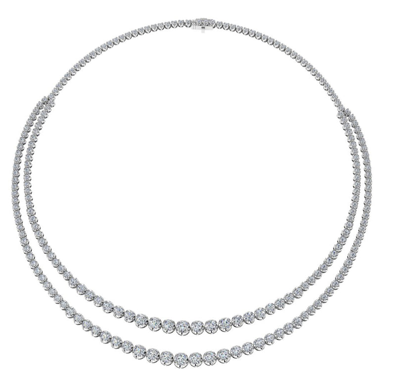 Double Row 15 Carat Round Brilliant Cut Diamond Illusion Set Tennis Necklace NE51062 - HEERA DIAMONDS