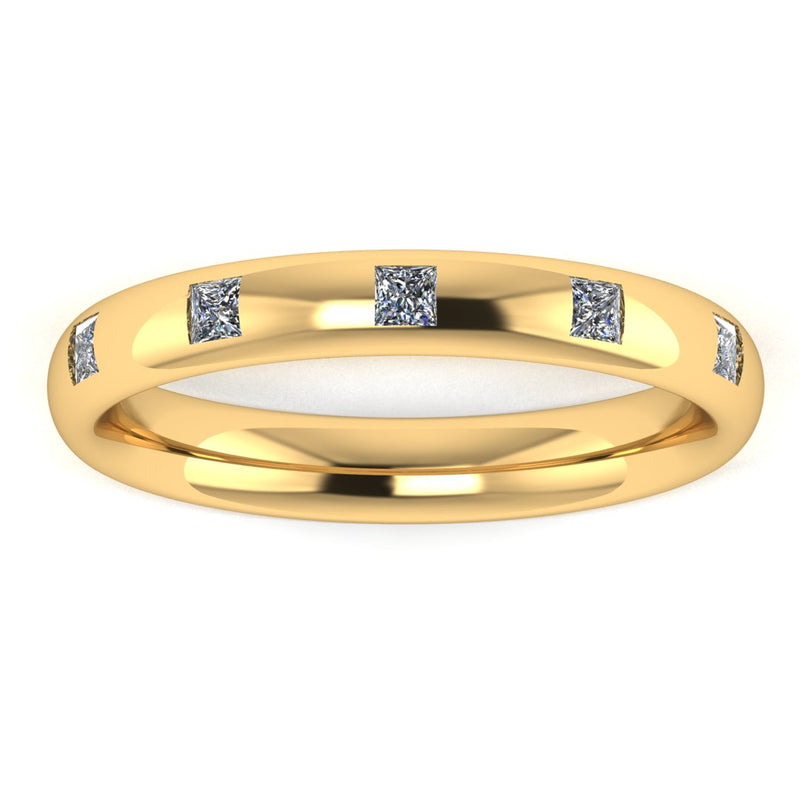 Five 0.15 Carat Princess Cut Diamond Station Set Wedding Band IPC300 - HEERA DIAMONDS