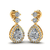 1.30 Carat Pear Shape Halo Lab Grown Diamond Drop Earrings E1PSD - HEERA DIAMONDS