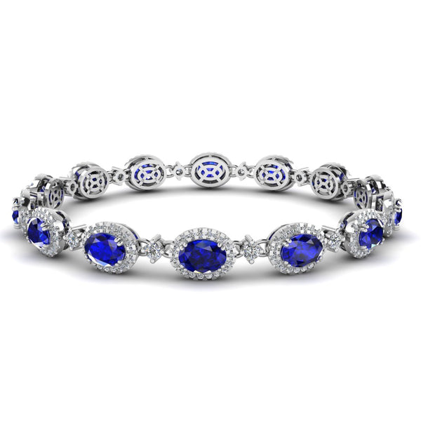 Oval Shape 9 Carat Sapphire Center Featuring Diamond Halo Bracelet BRHAOCS - HEERA DIAMONDS