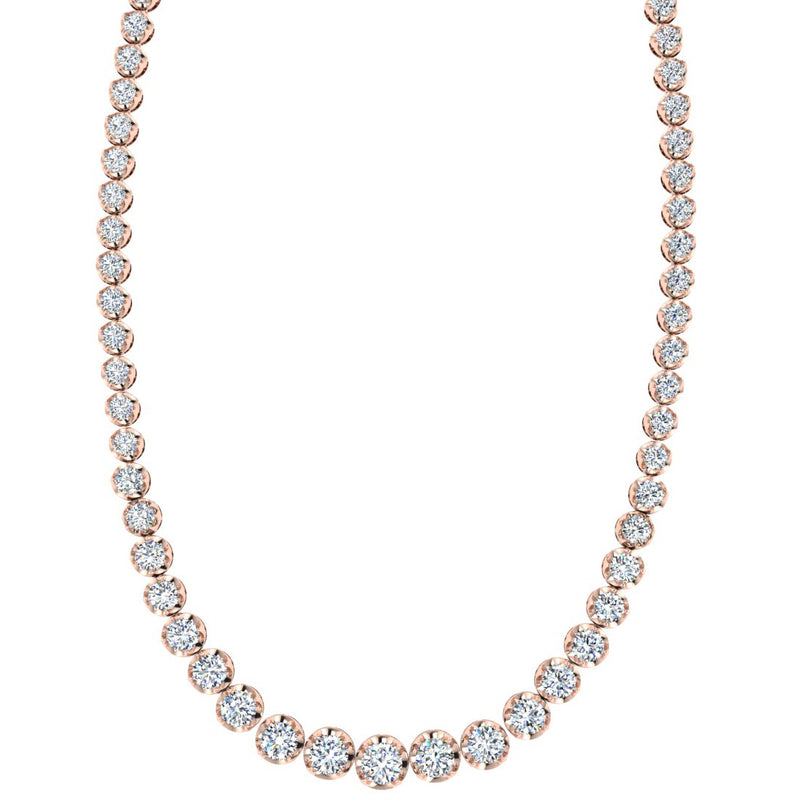 Round Brilliant Cut Graduating Diamond Half Illusion Set Necklace NE210021 - HEERA DIAMONDS