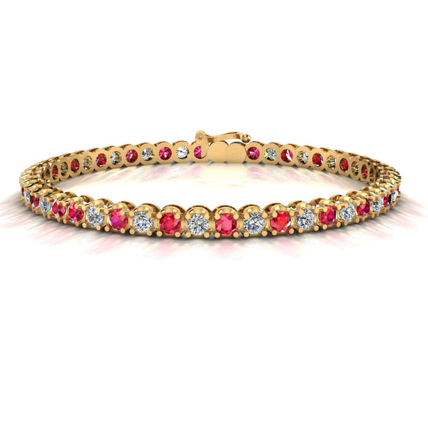 Round Brilliant Diamond and Ruby Bracelet BRDR45558 - HEERA DIAMONDS