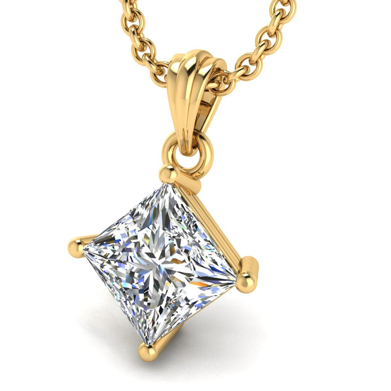 Princess Cut Solitaire Natural Diamond Pendant Necklace PPC4B - HEERA DIAMONDS