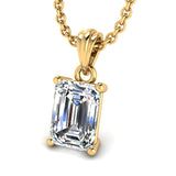 Emerald Cut Solitaire Natural Diamond Pendant Necklace PEC4B - HEERA DIAMONDS