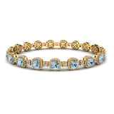 Cushion Shape 8.5 Carat Aquamarine Featuring Diamond Halo Bracelet BRHACCA - HEERA DIAMONDS