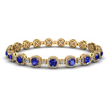 Cushion Shape 8.5 Carat Sapphire Featuring Diamond Halo Bracelet BRHACCS - HEERA DIAMONDS