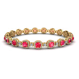 Cushion Shape 8.5 Carat Ruby Featuring Diamond Halo Bracelet BRHACCR - HEERA DIAMONDS