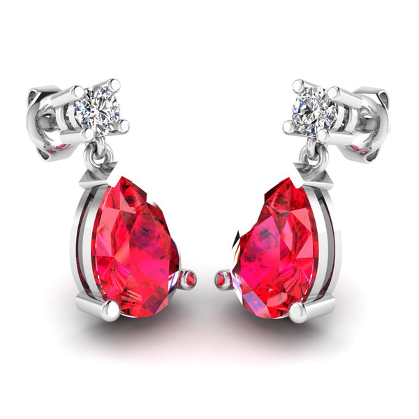 Pear Shape Ruby Lab Grown Diamond Drop Earrings EDPSR - HEERA DIAMONDS