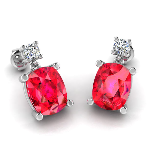 Cushion Shape Ruby Lab Grown Diamond Drop Earrings EDCCR - HEERA DIAMONDS