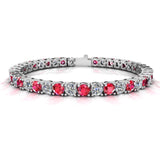 Round Brilliant Diamond and Ruby 4 Claw Bracelet BRDR45345 - HEERA DIAMONDS