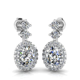 1.40 Carat Oval Shape Halo Lab Grown Diamond Drop Earrings E1OCD - HEERA DIAMONDS