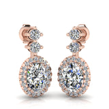 1.40 Carat Oval Shape Halo Natural Diamond Drop Earrings E1OCD - HEERA DIAMONDS