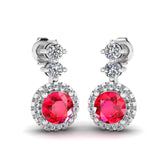 Ruby 1.10 Carat Round Shape Halo Lab Grown Diamond Drop Earrings E1RBR - HEERA DIAMONDS