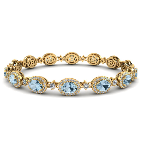 Oval Shape 9 Carat Aquamarine Center Featuring Diamond Halo Bracelet BRHAOCA - HEERA DIAMONDS