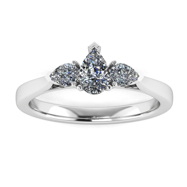 "Madeline" Three Stone Pear Cut Diamond Trilogy Engagement Ring 3SPS02 - HEERA DIAMONDS