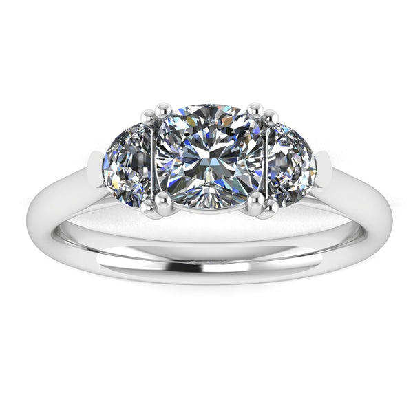 "Brielle" Cushion Three Stone Trilogy Diamond Ring 3SCC01 - HEERA DIAMONDS