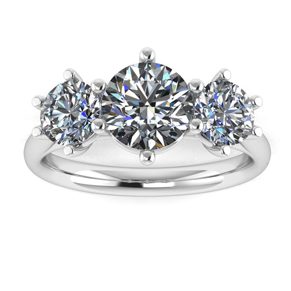 "Piper" Three Stone Round Brilliant Cut Diamond Trilogy Engagement Ring 3SRB52 - HEERA DIAMONDS