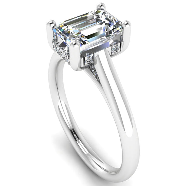 "Nina" Emerald Cut Diamond Hidden Under Halo Engagement Ring UHEC01 - HEERA DIAMONDS