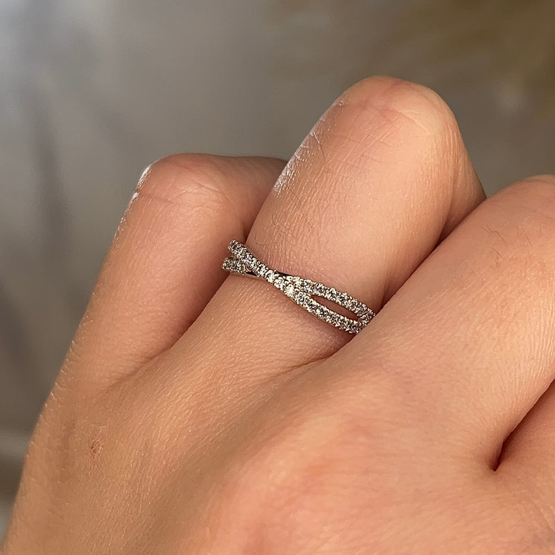 "Bianca" Crossover Pavé Diamond Eternity Ring ET66 - HEERA DIAMONDS