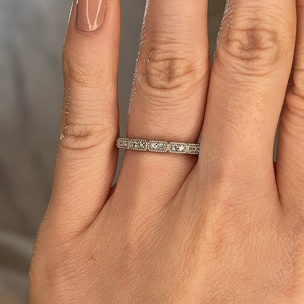 "Kye" Rectangle Pattern Diamond Half Eternity Ring ET76 - HEERA DIAMONDS