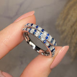 "Lucille" Irregular Crossover Zig Zag Blue and White Diamond Eternity Ring - HEERA DIAMONDS