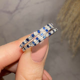 "Lucille" Irregular Crossover Zig Zag Blue and White Diamond Eternity Ring - HEERA DIAMONDS