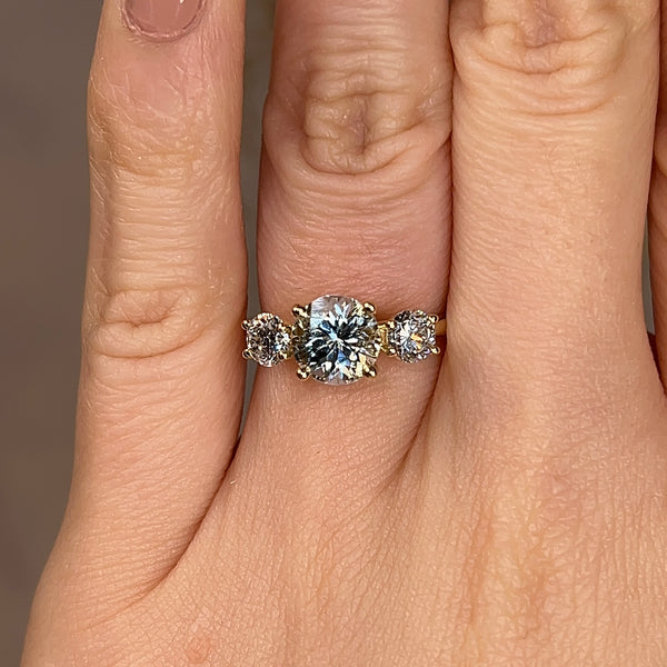 "Hannah" Blue Round Cut Diamond Engagement Ring - HEERA DIAMONDS