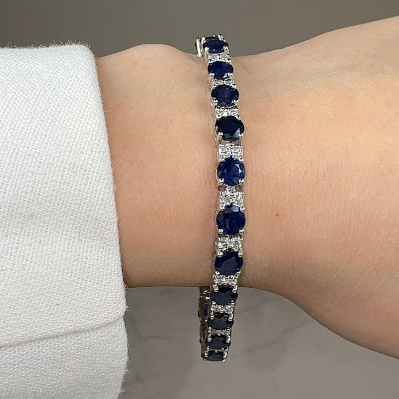 Round Brilliant Diamond and Sapphire 4 Claw Bracelet BRDS45345 - HEERA DIAMONDS