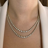 Double Row 15 Carat Round Brilliant Cut Diamond Illusion Set Tennis Necklace NE51062 - HEERA DIAMONDS