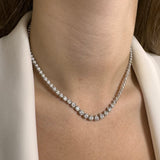 Round Brilliant Cut Graduating Diamond Half Illusion Set Necklace NE210021 - HEERA DIAMONDS