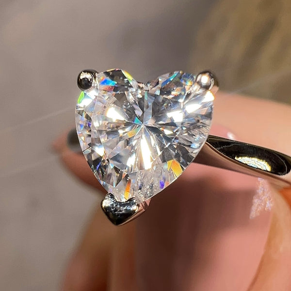 "Amora" 3.28 Carat Solitaire Heart Shape Cut Diamond Engagement Ring - HEERA DIAMONDS