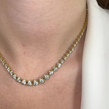 Round Brilliant Cut Graduating Diamond Half Illusion Set Necklace NE210021