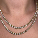 Double Row 15 Carat Round Brilliant Cut Diamond Illusion Set Tennis Necklace NE51062