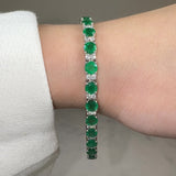 Round Brilliant Diamond and Emerald 4 Claw Bracelet BRDE45345