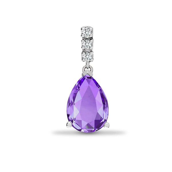 18ct White Gold Diamond And Amethyst Pendant - HEERA DIAMONDS