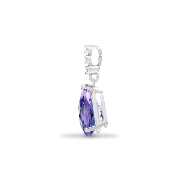 18ct White Gold Diamond And Amethyst Pendant - HEERA DIAMONDS