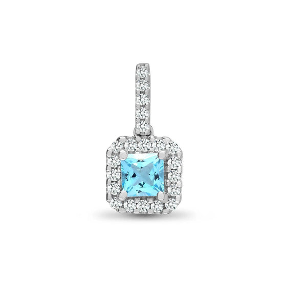18ct White Gold Diamond And Blue Topaz Pendant - HEERA DIAMONDS