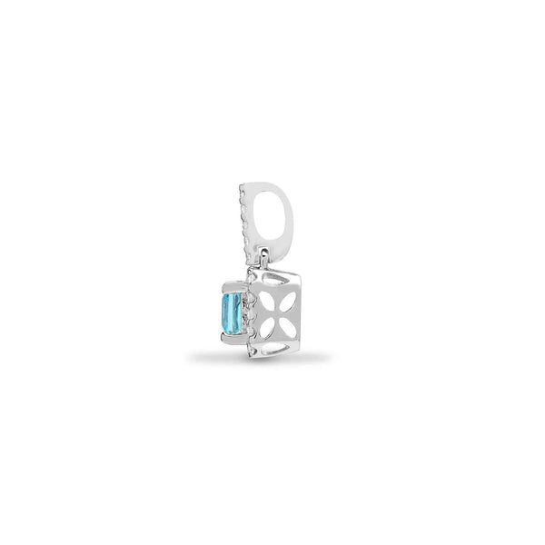 18ct White Gold Diamond And Blue Topaz Pendant - HEERA DIAMONDS