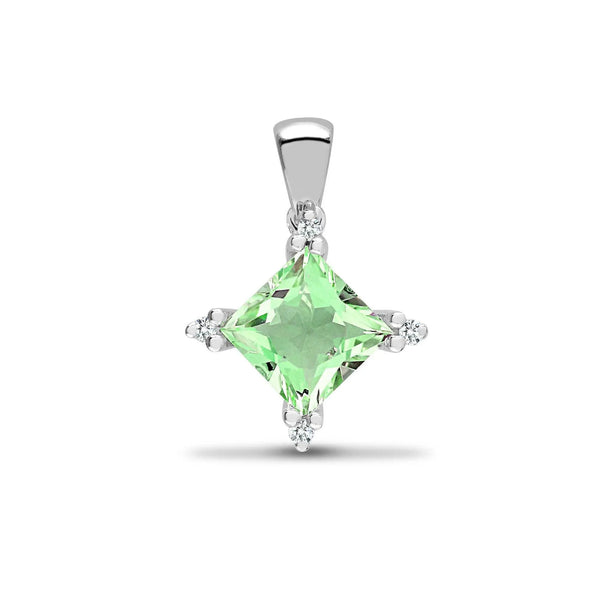 18ct White Gold Diamond And Green Amethyst Pendant - HEERA DIAMONDS
