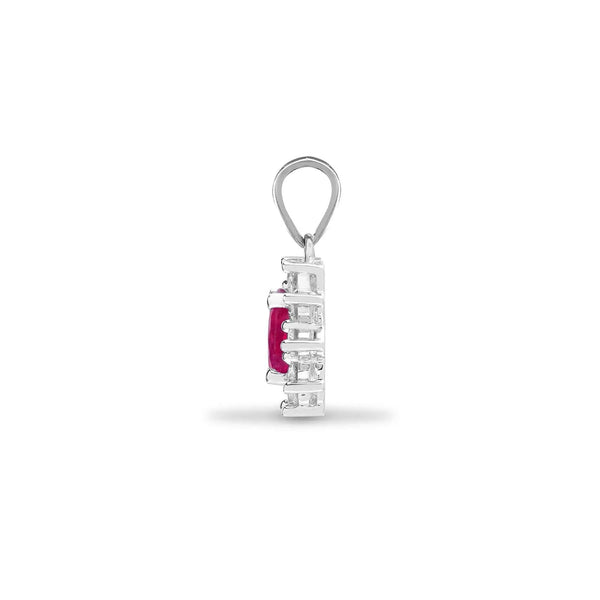 18ct White Gold Diamond And Ruby Pendant - HEERA DIAMONDS