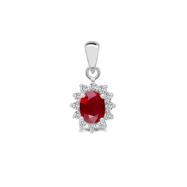 18ct White Gold Diamond And Ruby Pendant - HEERA DIAMONDS