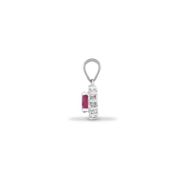 18ct White Gold Diamond And Ruby Pendant - HEERA DIAMONDS