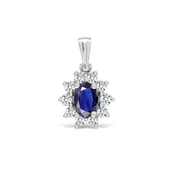 18ct White Gold Diamond And Sapphire Pendant - HEERA DIAMONDS