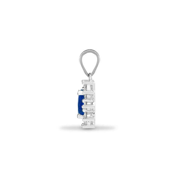 18ct White Gold Diamond And Sapphire Pendant - HEERA DIAMONDS