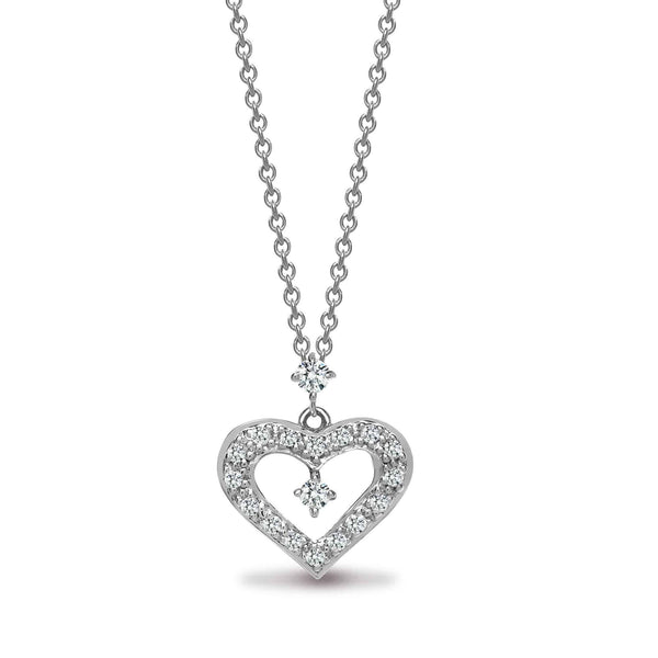 18ct White gold 16pt diamond pendant - 16" Chain included - HEERA DIAMONDS