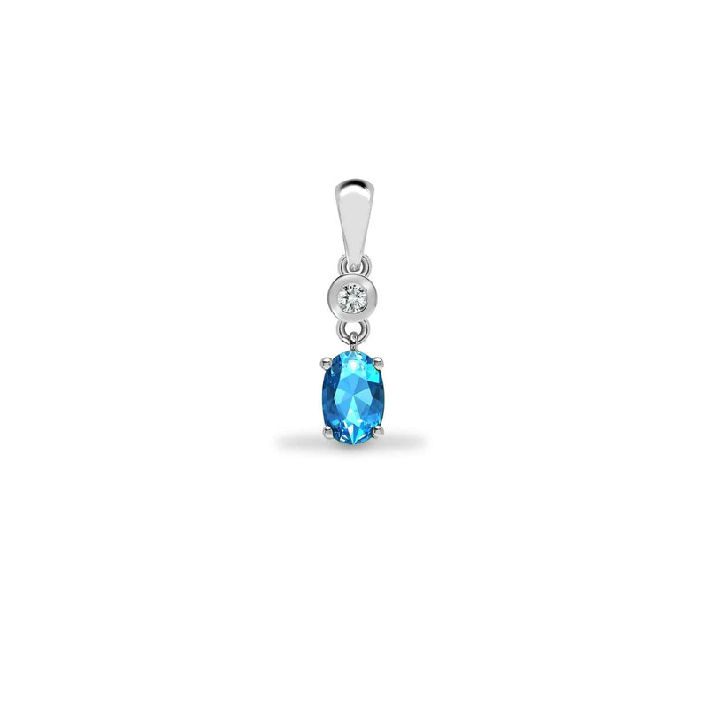 9ct White Diamonds - 4pts Aquamarine -40pts Drop Pendant - HEERA DIAMONDS