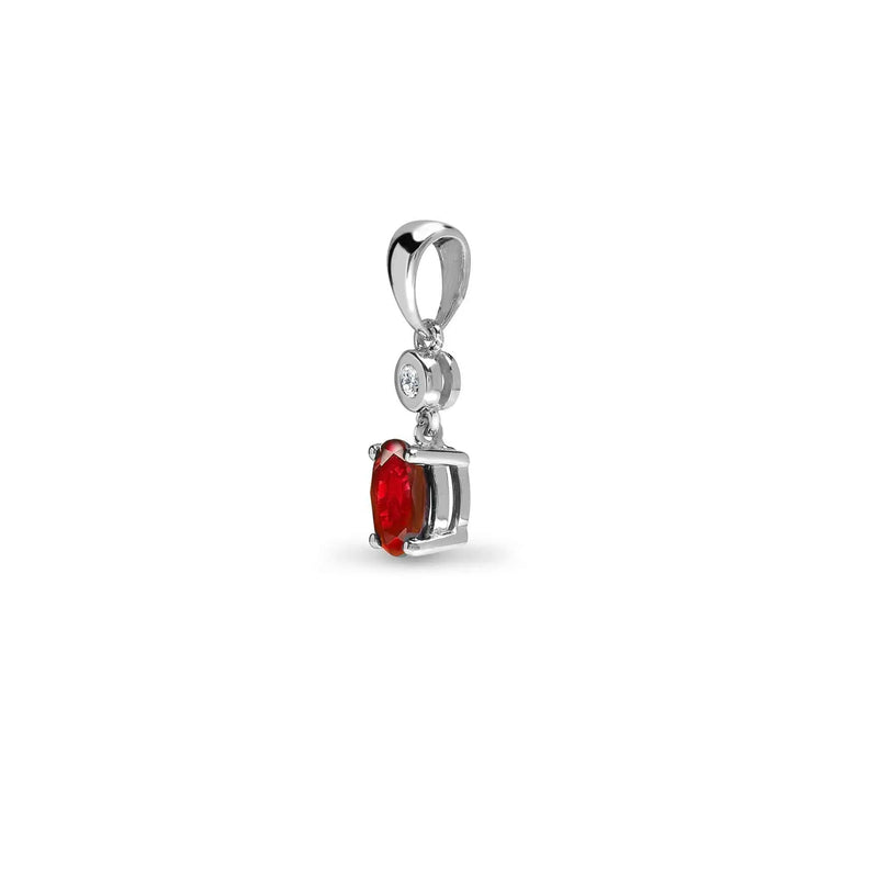 9ct White Diamonds -4pts Ruby -63pts  Drop Pendant - HEERA DIAMONDS