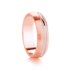 Traditional Court Two Tone Wedding band with Insert in Comfort fit. - HEERA DIAMONDS